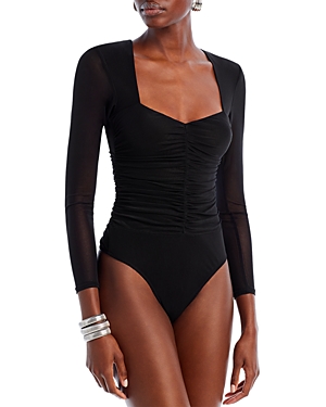 Aqua Mesh Long Sleeve Bodysuit - 100% Exclusive In Black