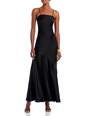 Shop Loveshackfancy Oaklynn Silk Maxi Slip Dress In Black