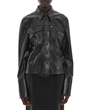 Shop Helmut Lang Leather Shirt In Black