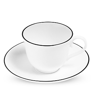 Richard Brendon Line Teacup And Saucer In Black/white