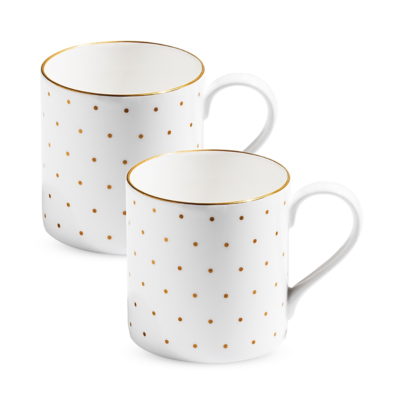 Richard Brendon Polka Gold Large Mug, Set Of 2 In Gold/white