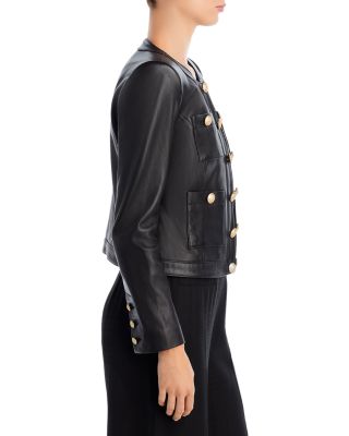 Jayde Leather Open Front Jacket