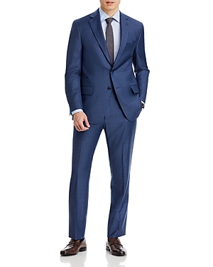 New York Regular Fit Dark Blue Sharkskin Suit