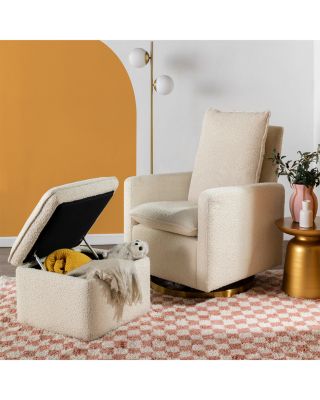 Cali Pillowback Swivel Glider in Boucle