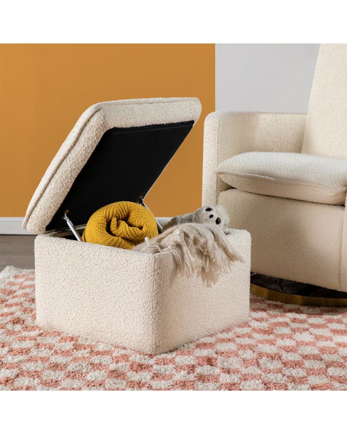 Cali Pillowback Swivel Glider in Boucle