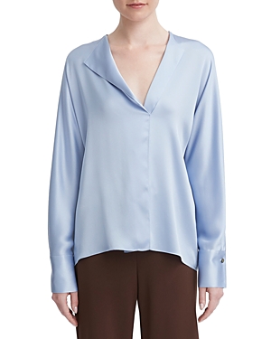 Vince Dolman Sleeve Silk Top In Light Pacific