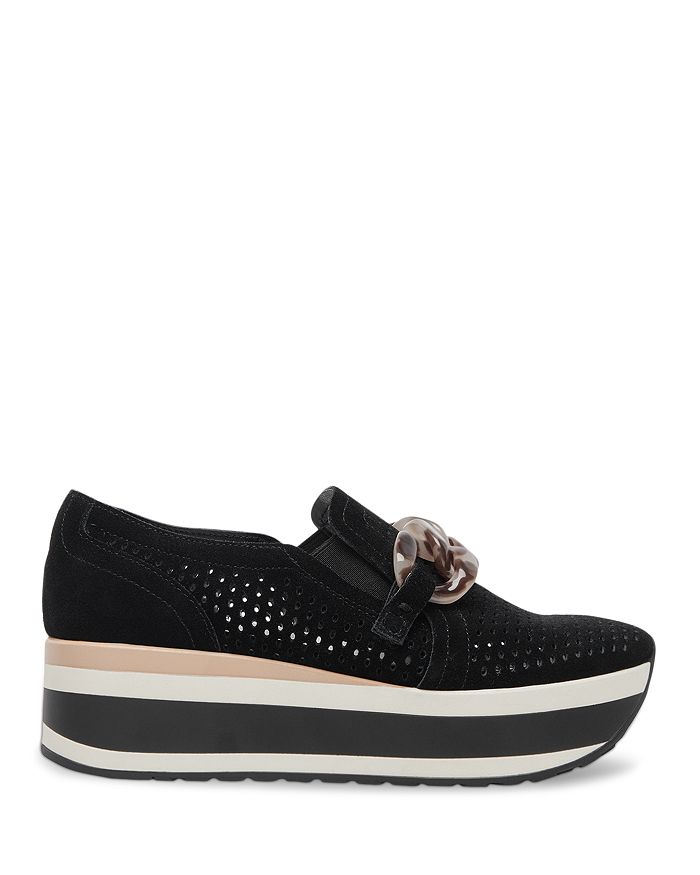 Shop Dolce Vita Women's Jhenee Slip On Perforated Chain Sneakers In Onyx Suede