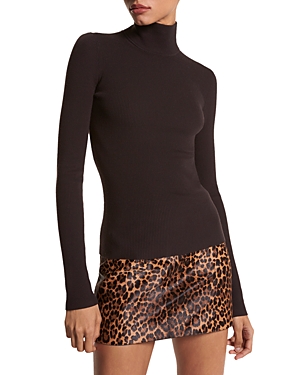 Michael Kors Longline Cashmere Turtleneck Sweater In Chocolate