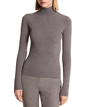 Michael Kors Meriono Wool Ribbed Turtleneck Sweater In Banker Melange