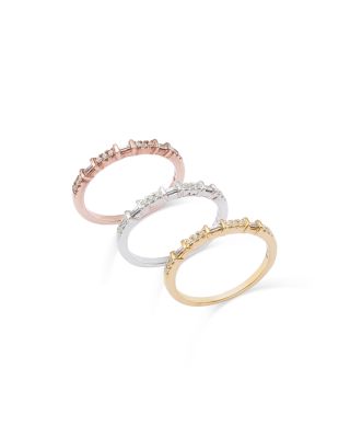 Diamond Baguette & Round Narrow Band in 14K Gold, 0.12 tcw