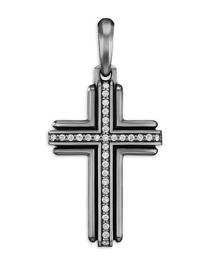 David Yurman - Deco Cross Pendant with Pav&eacute; Diamonds