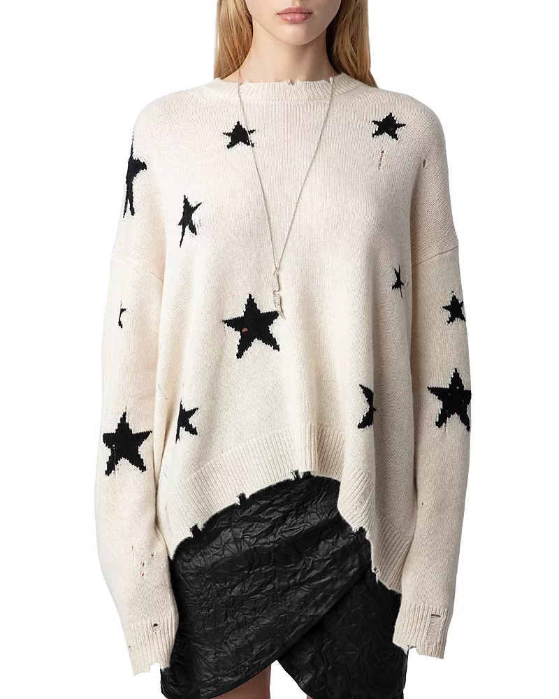 Zadig & Voltaire Unisex Markus Distressed Cashmere Sweater