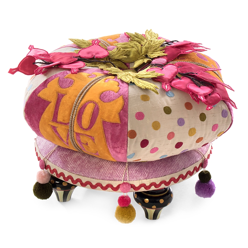 Shop Mackenzie-childs Bleeding Hearts Footstool In Multi