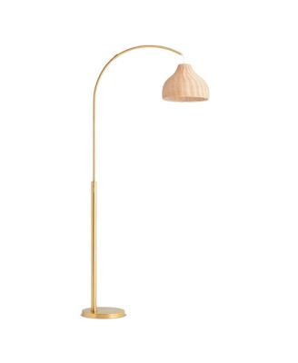 Lark LED Arc Floor Lamp with Rattan Shade
