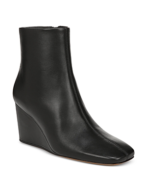 Vince Andy Leather Wedge Ankle Booties In Black