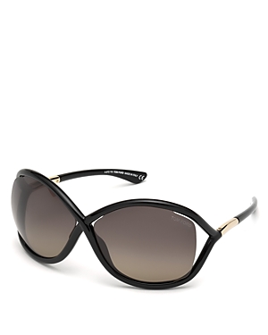Shop Tom Ford Whitney Geometric Sunglasses, 64mm In Black/gray Polarized Gradient