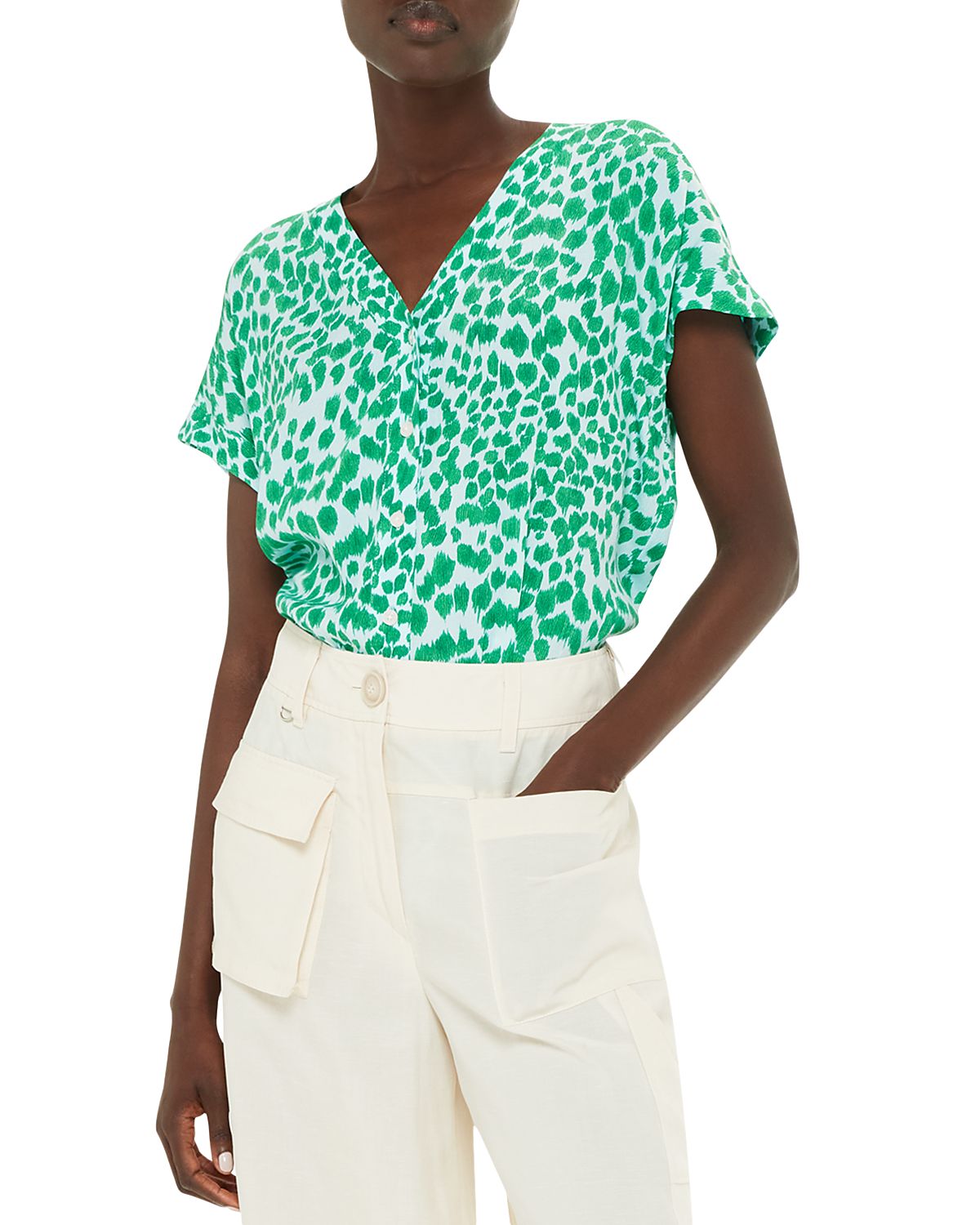 Whistles Smooth Leopard Print Blouse