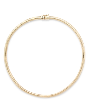 14K Yellow Gold Tubogas Collar Necklace, 17