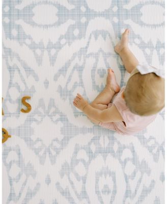  Reversible Baby PlayMat - Emerson Ikat + Jack Stripe Design – Soft, Non-Toxic Foam – Waterproof, Easy to Clean