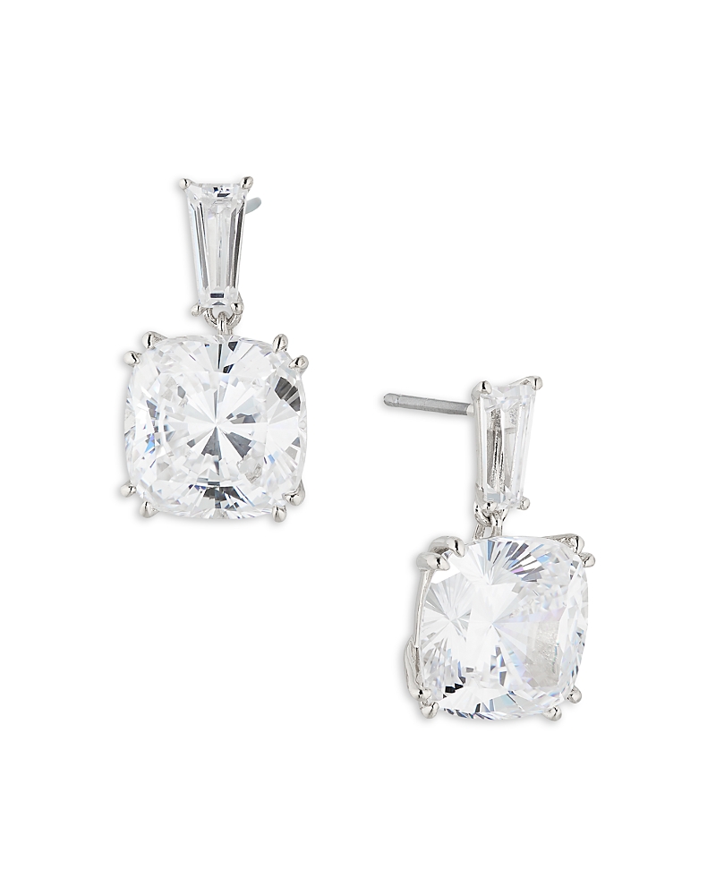 NADRI A LA CARTE CUSHION DROP EARRINGS IN RHODIUM PLATED OR 18K GOLD PLATED