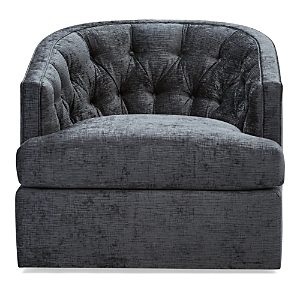 Massoud Bedford Tufted Swivel Chair In Bliss Charcoal