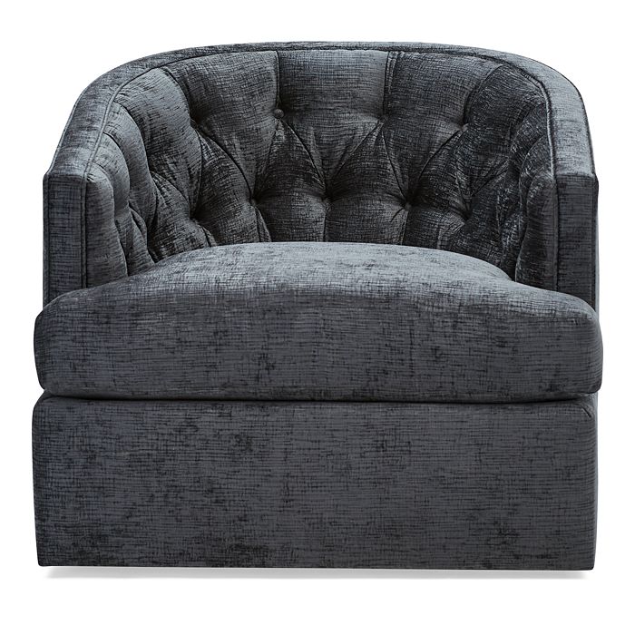 Shop Massoud Bedford Tufted Swivel Chair In Bliss Parchment