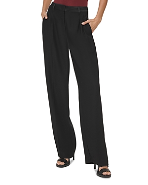 Dkny Mix Media Wide Leg Pants In Black