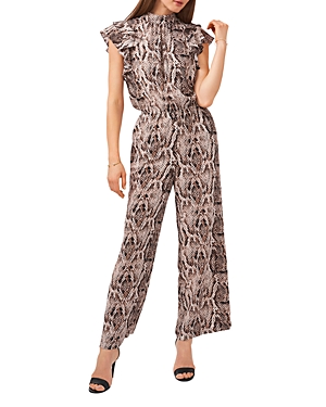 1.state Wild Thing Womens Tie Neck Flutter Sleeve Jumpsuit In Multi
