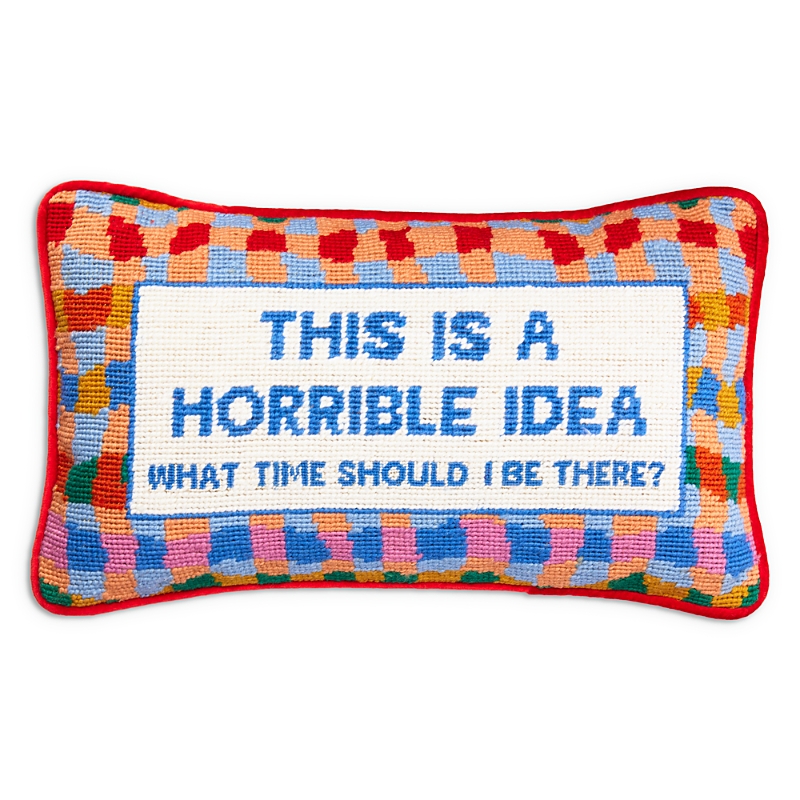 Furbish Studio Horrible Idea Needlepoint Decorative Pillow In Orange