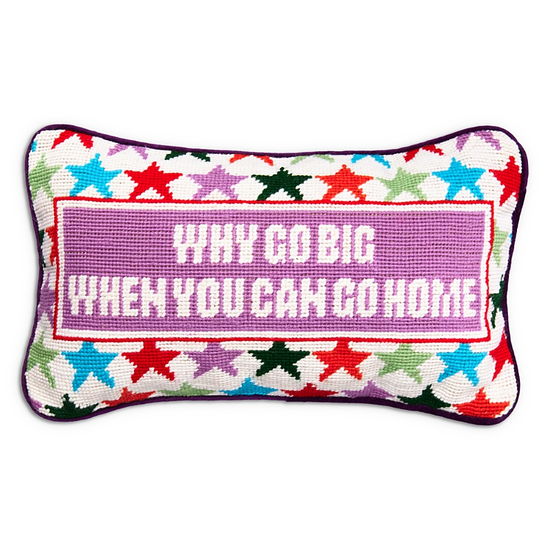 Furbish Studio Why Go Big Needlepoint Pillow In Violet In Lavender