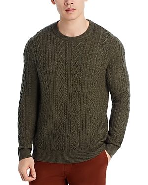 Shop Peter Millar Crown Ridge Cable Crewneck Sweater In Juniper