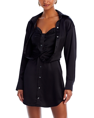 Alexander Wang T Alexanderwang.t Silk Button Down Dress In Black