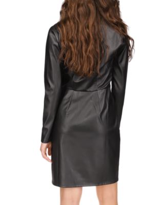 Michael Kors Michael Kors Faux Leather Faux Wrap Dress | Bloomingdale's