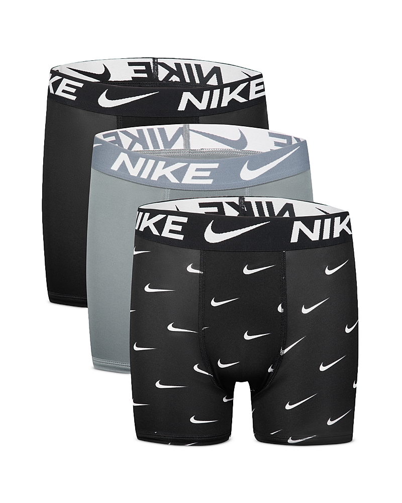 Nike Boys' 3 Pack Essential Boxer Briefs - Little Kid, Big Kid In Gray/black