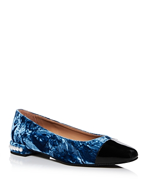 Stuart Weitzman Women's Pearl Slip On Cap Toe Flats In Indigo/black