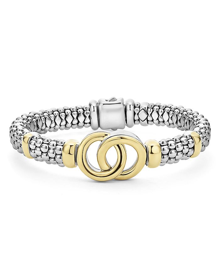 LAGOS 18K Yellow Gold & Sterling Silver Signature Caviar Interlocking ...