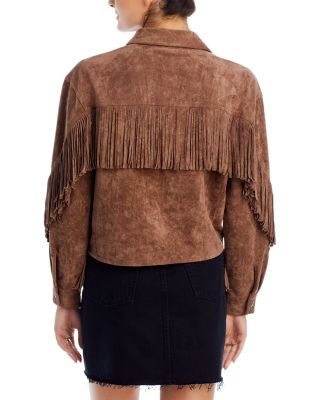 Faux Leather Fringe Trim Jacket