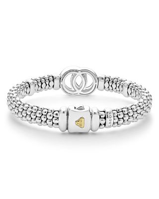 18K Yellow Gold & Sterling Silver Signature Caviar Diamond Interlocking Circle Beaded Bracelet