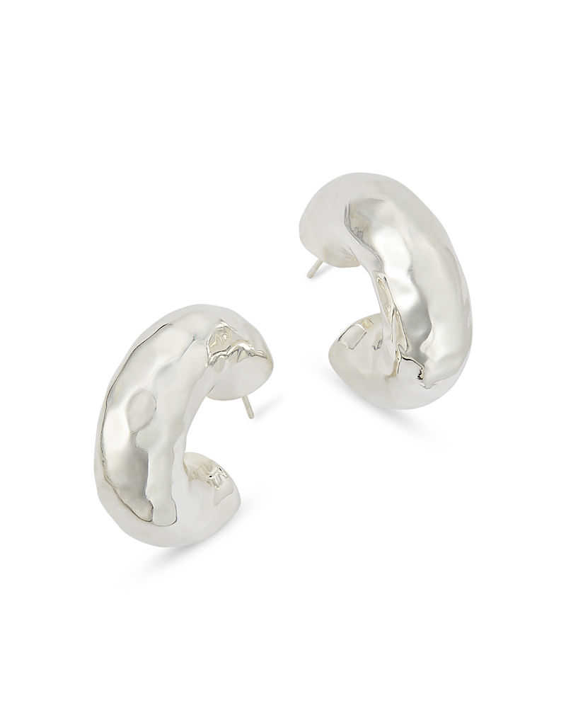 Ippolita Sterling Silver Classico Hammered Hoop Earrings In Silver