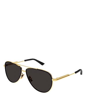 Shop Bottega Veneta Light Ribbon Pilot Sunglasses, 59mm In Gold/gray Solid