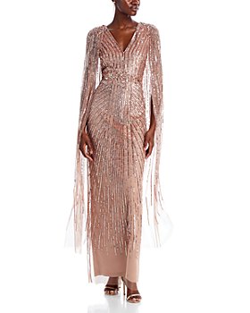 in Stock CH189S Size 14 Tea Length Pleated Sequin Formal Evening Gown Rose Gold Short Dress