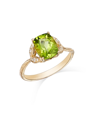 Bloomingdale's Peridot & Diamond Statement Ring In 14k Yellow Gold In Green/gold