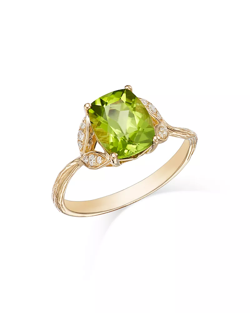 Bloomingdale's Fine Collection Peridot & Diamond Statement Ring in 14K Yellow Gold