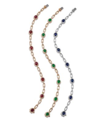 Bloomingdale's Fine Collection - Precious Stone and Diamond Halo Link Bracelet Collection