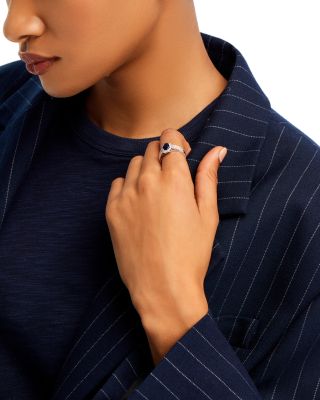 Blue Sapphire & Diamond Halo Ring in 14K White Gold