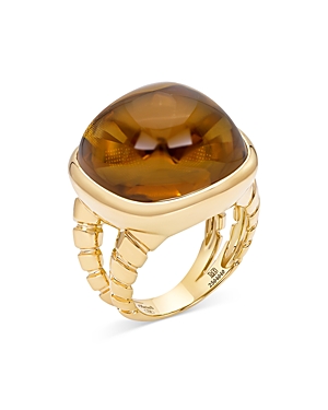 Marina B 18k Yellow Gold Tigella Cognac Quartz Statement Ring