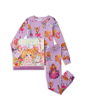 Hatley Books To Bed Girls' Florabelle Pajama Set & Book - Little Kid In Purple