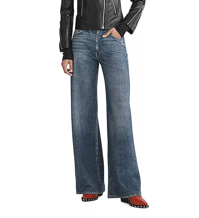 rag & bone Miramar Sofie High Rise Wide Leg Sweatpant Jeans in Kimber Wash