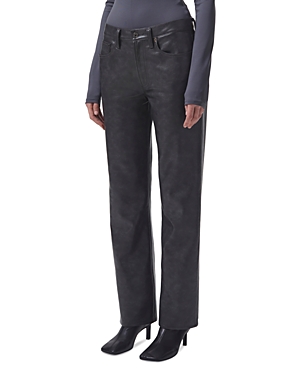 Agolde Sloane Leather-blend Straight-leg Pants In Smoke