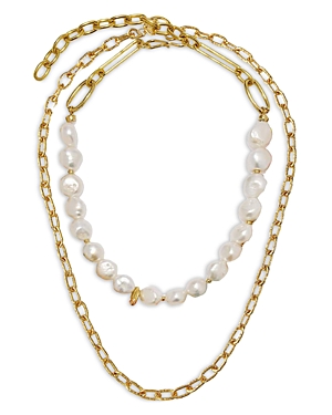 Aqua Layered Imitation Pearl Necklace, 17.5 - 100% Exclusive In White/gold